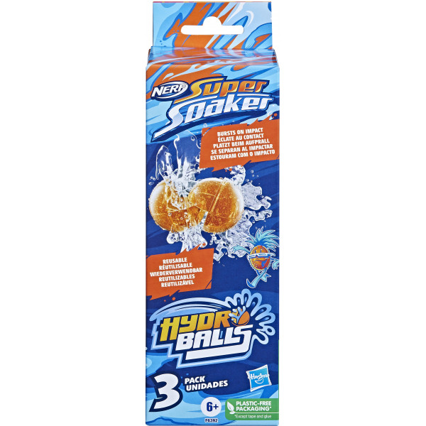 Фото - Шарики для бластеров Hasbro NERF Super Soaker Hydro Balls 3-Pack, Reusable Water-Filled Balls (F6392)