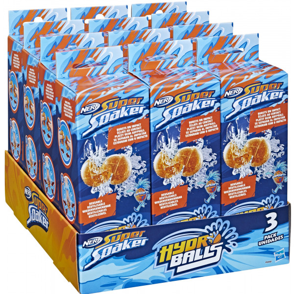 Фото - Шарики для бластеров Hasbro NERF Super Soaker Hydro Balls 3-Pack, Reusable Water-Filled Balls (F6392)