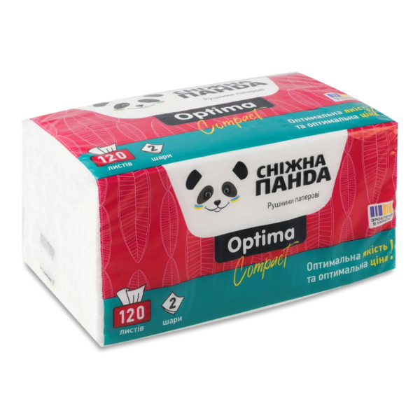 Фото - Салфетки бумажные Сніжна панда Оптима Компакт 2 слоя 120 шт. (4820183973443) Фото - Салфетки бумажные Сніжна панда Оптима Компакт 2 слоя 120 шт. (4820183973443)