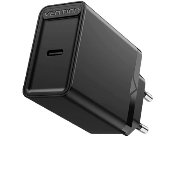 Фото - Сетевое зарядное устройство Vention USB Type C + QC4.0 20W Black (FADB0-EU)