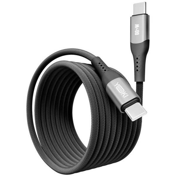 Фото - Кабель синхронизации данных YOKI SOLID Type-C to Type-C 60W 2m Black (YK-SO15)