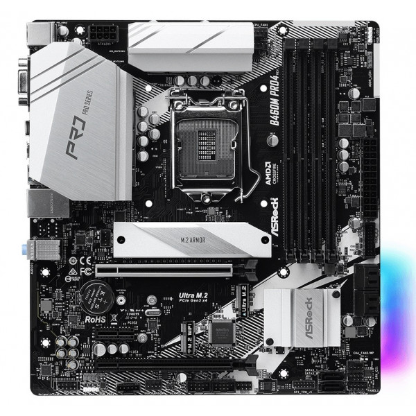 Фото - Материнская плата ASRock Intel s1200 B460 4DDR4 2PCIex16 2M.2 VGA/HDMI/DP TypeC (B460M Pro4)