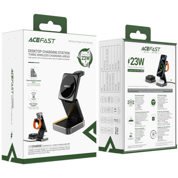 Фото - Беспроводное зарядное устройство AceFast Wireless QI 3in1 15W E20 (6974316283478)