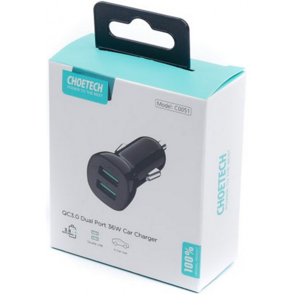 Фото - Автомобильное зарядное устройство Choetech C0051-BK