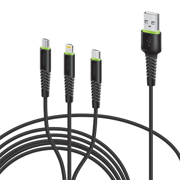 Фото - Кабель синхронизации данных Intaleo CBFLEXU1 3in1 Micro Lightning Type-C 1,4m Black (1283126487521)