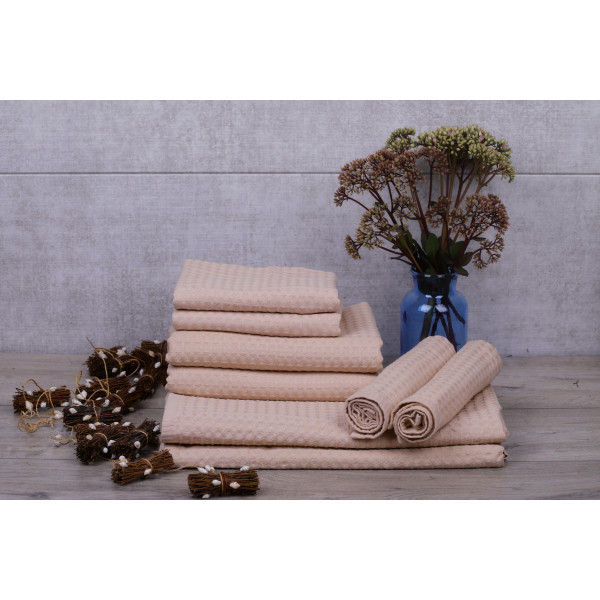 Фото - Полотенце банное Aisha вафельный песочный 70х130