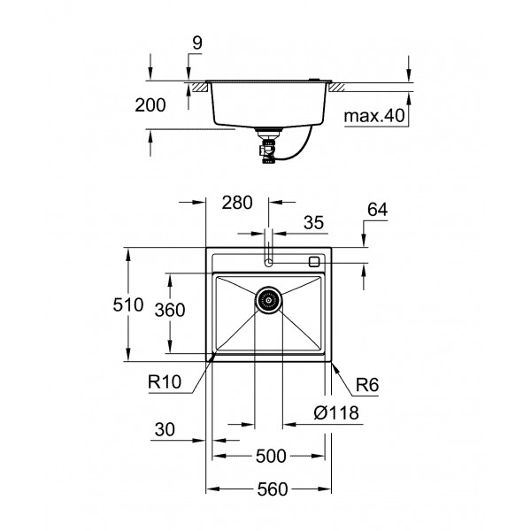 Фото - Мойка кухонная Grohe K700 Черный гранит (31651AP0)