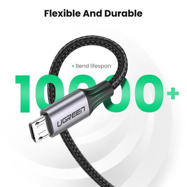 Фото - Кабель синхронизации данных UGREEN US290 USB - Micro USB Cable Aluminum Braid 1m Black (60146)