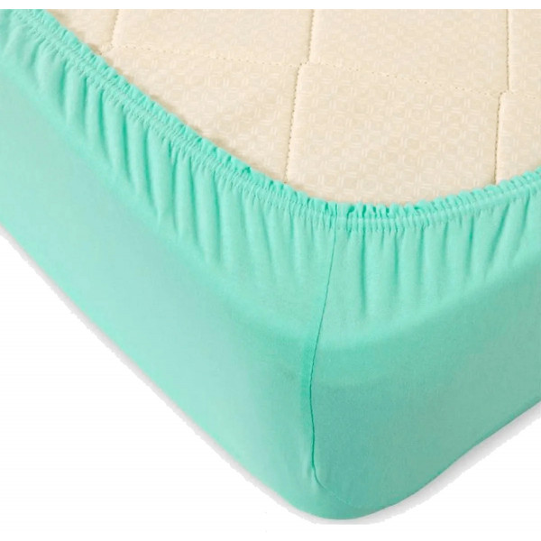 Фото - Простынь двуспальная GM Textile на резинке мята 180х200х25