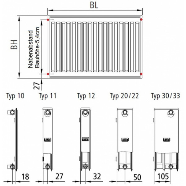 Фото - Радиатор отопления Kermi Therm-X2, Profil-K, FK0 22, 300x1800 мм (FK0220318W02)
