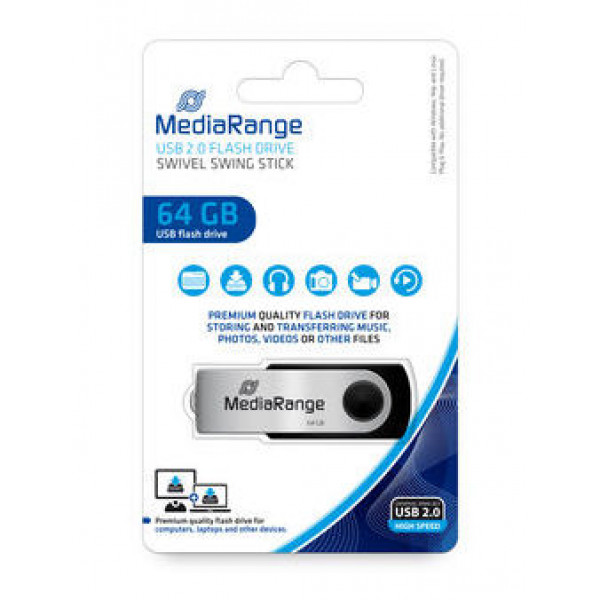 Фото - Флеш USB MediaRange USB2.0 64GB Black/Silver (MR912)