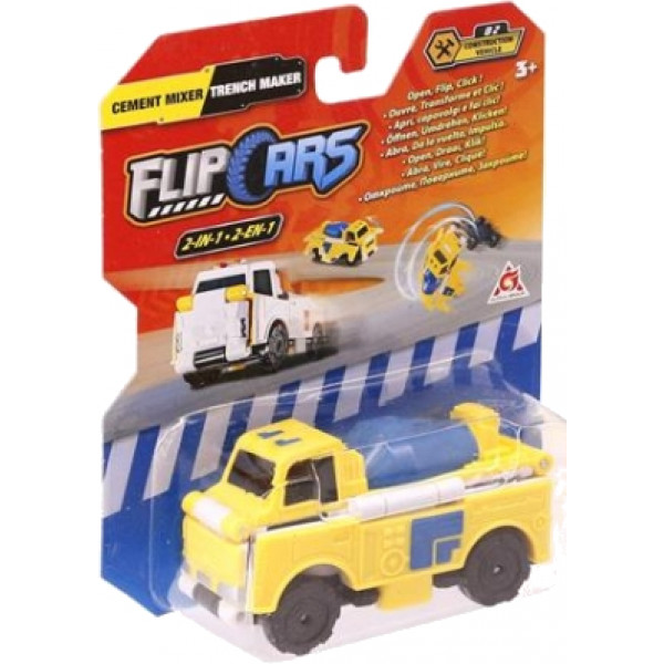 Фото - Машинка-трансформер Flip Cars 2 в 1 Бетономешалка и Траншеекопатель (EU463875-02)