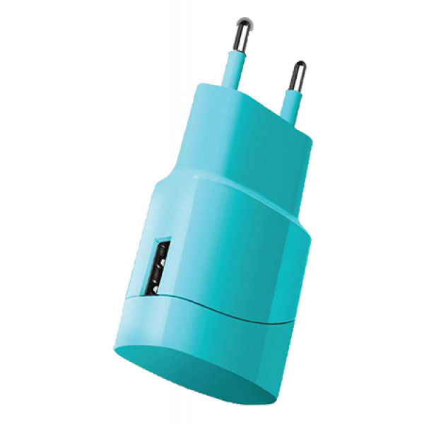 Фото - Сетевое зарядное устройство Florence USB 1A Aquamarin (FW-1U010A)