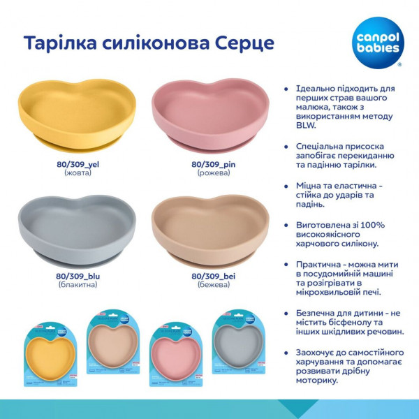 Фото - Тарелка для малыша Canpol babies Сердце – желтая (80/309_yel)