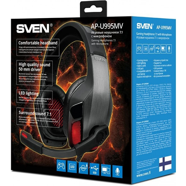 Фото - Гарнитура проводная игровая Sven AP-U995MV Black-Red