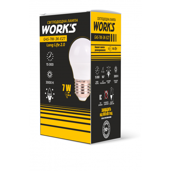 Фото - Лампочка светодиодная Works Long-Life 2.0 G45-7W-3K-E27