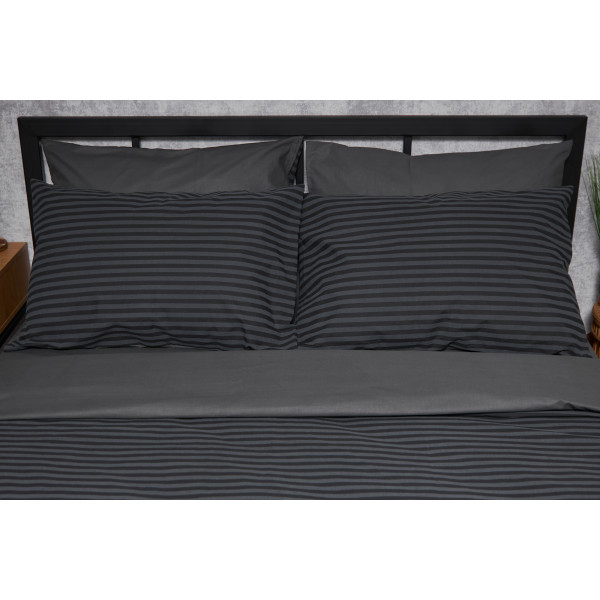 Фото - Комплект постельного белья Moon&Star 160х220х2 нав. 2х40х60 Gray Stripe Бязь Gold Люкс (MS-820001108)