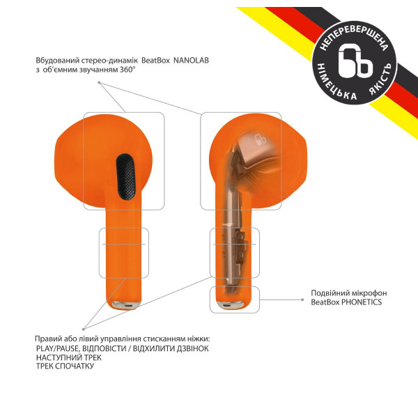 Фото - Наушники вкладыши беспроводные TWS BeatBox PODS PRO 6 orange (bbppro6o)