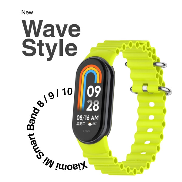 Фото - Ремешок для фитнес-браслета BeCover Wave Style for Xiaomi Mi Smart Band 8 / 9 / 10 Yellow (714363)