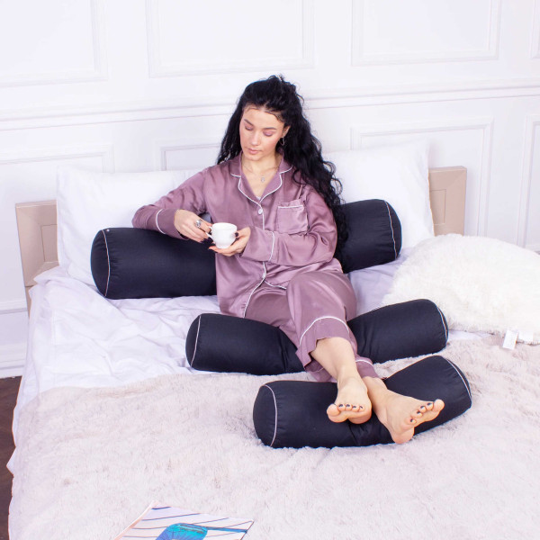 Фото - Подушка валик MirSon №8123 Naturale Line 16-9000 Black Stone EcoSilk 70х20 см (2200006248811)