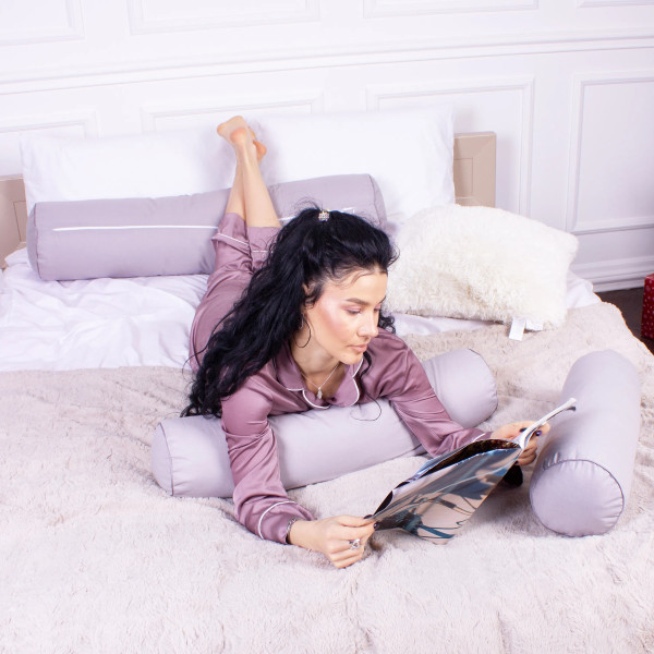 Фото - Подушка валик MirSon №8106 Naturale Line 16-5703 Light Gray EcoSilk 100х16 см (2200006247807)