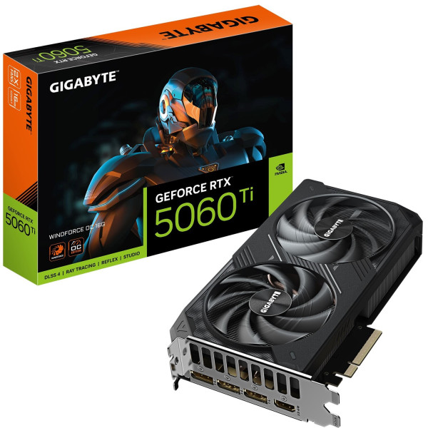 Фото - Видеокарта Gigabyte GeForce RTX 5060 Ti 16GB GDDR7 Windforce OC (GV-N506TWF2OC-16GD)