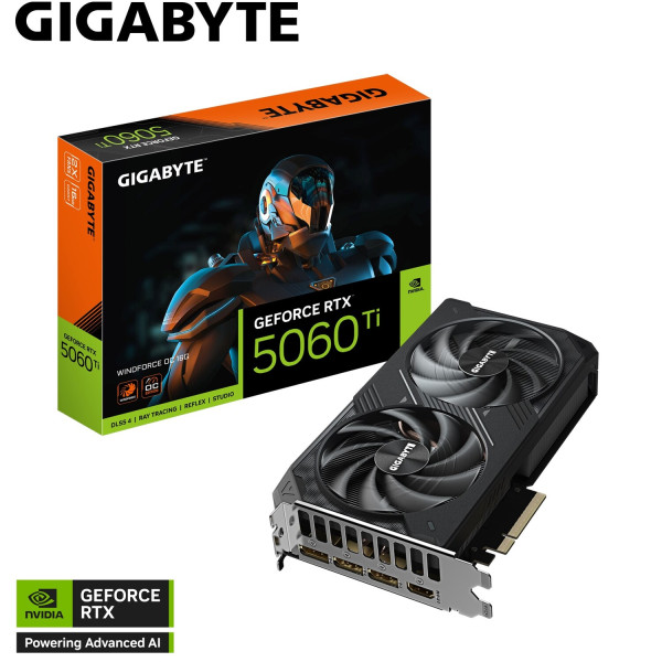 Фото - Видеокарта Gigabyte GeForce RTX 5060 Ti 16GB GDDR7 Windforce OC (GV-N506TWF2OC-16GD)