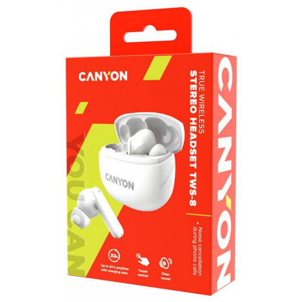 Фото - Наушники вкладыши беспроводные TWS Canyon TWS-8 (CNS-TWS8W) White