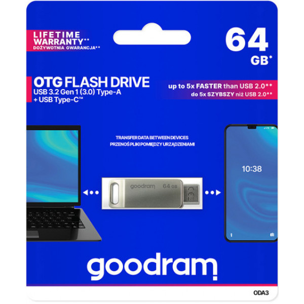Фото - Флеш USB Goodram 64GB USB 3.2 ODA3 Metal (ODA3-0640S0R11)