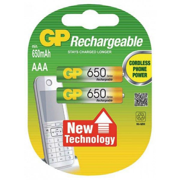 Фото - Аккумулятор тип AAA GP AAA 650mAh 2 шт.  (GP65AAAHC-U2)