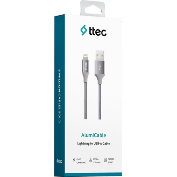 Фото - Кабель синхронизации данных Ttec USB - Lightning AlumiCable 1.2m Space Gray (2DK16UG)