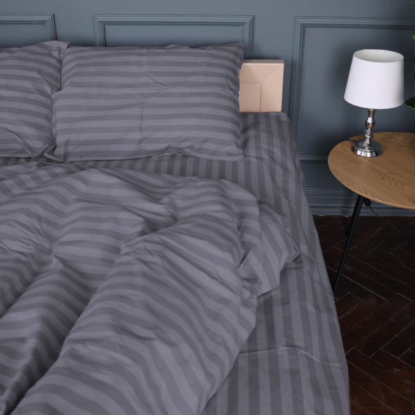 Фото - Комплект постельного белья MirSon 143x210 17-0601 Stripe Gray Бязь (2200008049072)