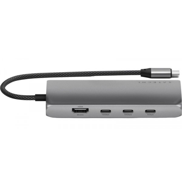 Фото - Хаб USB Satechi USB-C Multiport Adapter 8K with Ethernet V3 Space Gray (ST-P8KEM)
