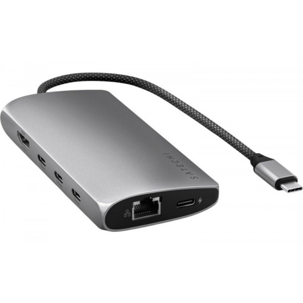 Фото - Хаб USB Satechi USB-C Multiport Adapter 8K with Ethernet V3 Space Gray (ST-P8KEM)