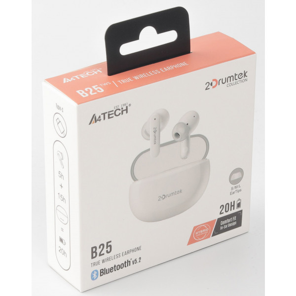 Фото - Наушники вкладыши беспроводные TWS A4tech B25 Grayish White