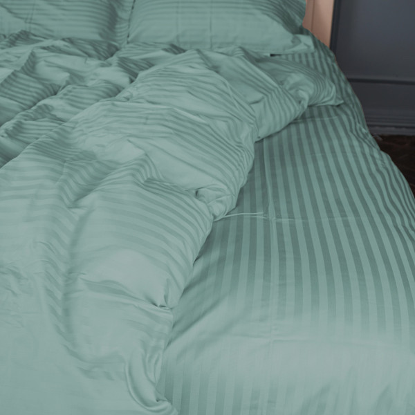Фото - Комплект постельного белья детский MirSon Satin Stripe 30-0015 Green Wave 110х140 (2200005246245)