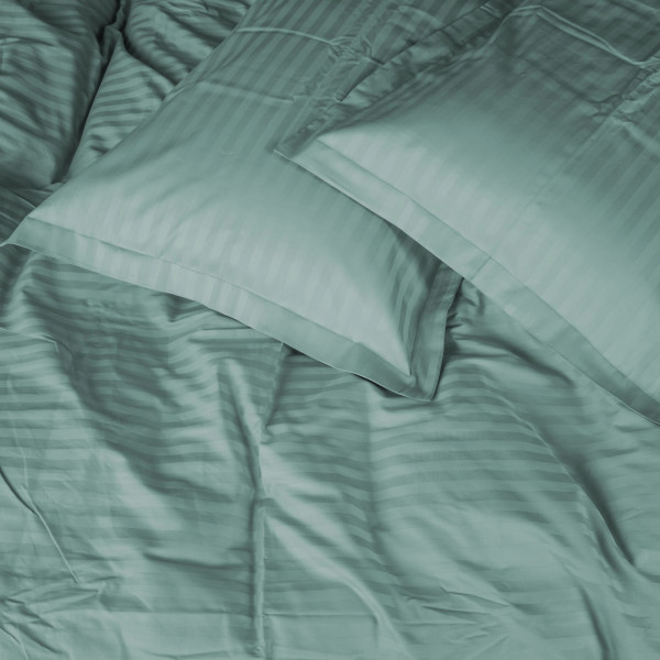 Фото - Комплект постельного белья детский MirSon Satin Stripe 30-0015 Green Wave 110х140 (2200005246245)