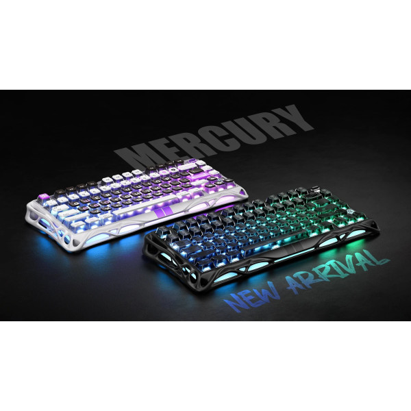 Фото - Клавиатура проводная игровая GravaStar Mercury V75 80keys, Magnetic Jade Pro, 8K, USB-A, RGB, Mecha Gray (GS_V75_GWT)