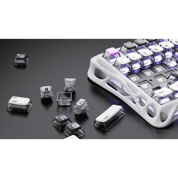 Фото - Клавиатура проводная игровая GravaStar Mercury V75 80keys, Magnetic Jade Pro, 8K, USB-A, RGB, Mecha Gray (GS_V75_GWT)