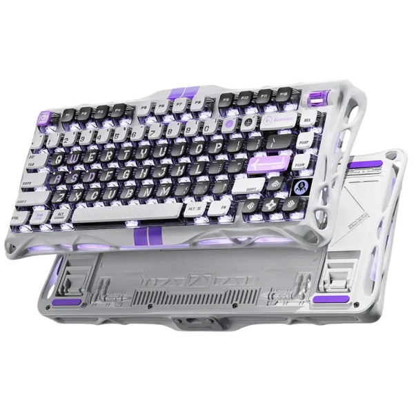 Фото - Клавиатура проводная игровая GravaStar Mercury V75 80keys, Magnetic Jade Pro, 8K, USB-A, RGB, Mecha Gray (GS_V75_GWT)