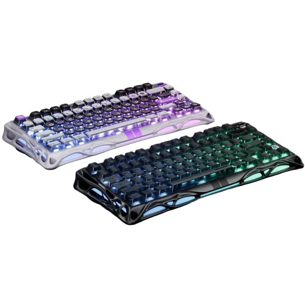 Фото - Клавиатура проводная игровая GravaStar Mercury V75 80keys, Magnetic Jade Pro, 8K, USB-A, RGB, Mecha Gray (GS_V75_GWT)