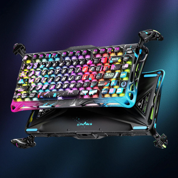 Фото - Клавиатура проводная игровая GravaStar Mercury V75 Pro 80keys, Magnetic Jade Gaming, 8K, USB-A, RGB, Neon Graffiti (GS_V75_PRO_CG_BLK)