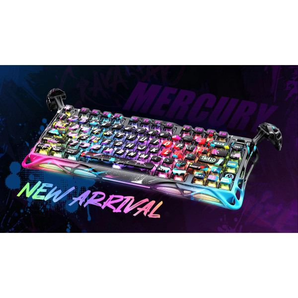Фото - Клавиатура проводная игровая GravaStar Mercury V75 Pro 80keys, Magnetic Jade Gaming, 8K, USB-A, RGB, Neon Graffiti (GS_V75_PRO_CG_BLK)