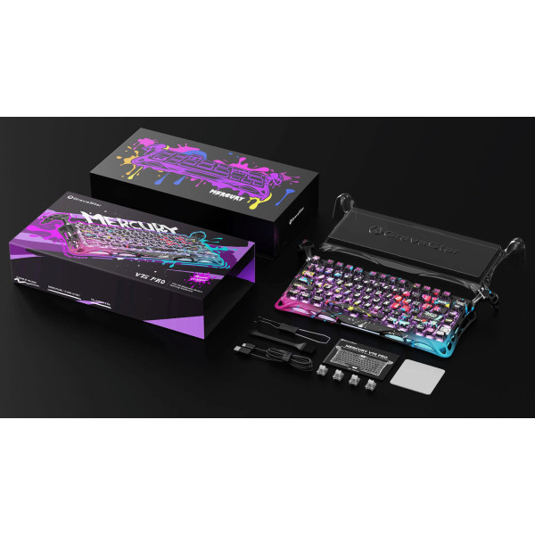 Фото - Клавиатура проводная игровая GravaStar Mercury V75 Pro 80keys, Magnetic Jade Gaming, 8K, USB-A, RGB, Neon Graffiti (GS_V75_PRO_CG_BLK)