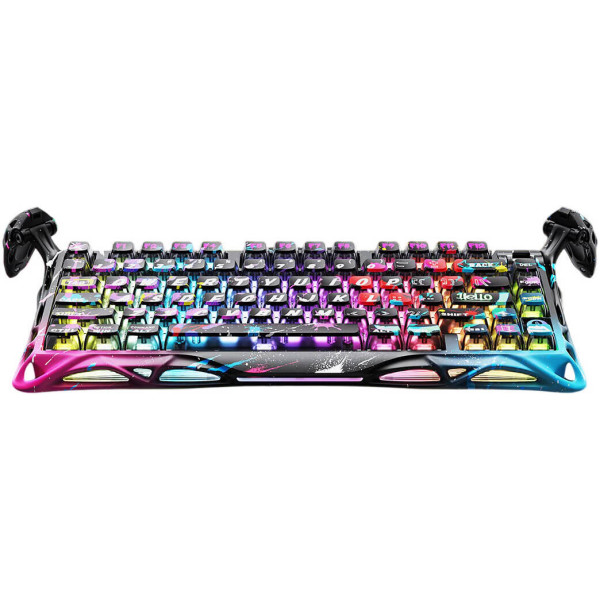 Фото - Клавиатура проводная игровая GravaStar Mercury V75 Pro 80keys, Magnetic Jade Gaming, 8K, USB-A, RGB, Neon Graffiti (GS_V75_PRO_CG_BLK)