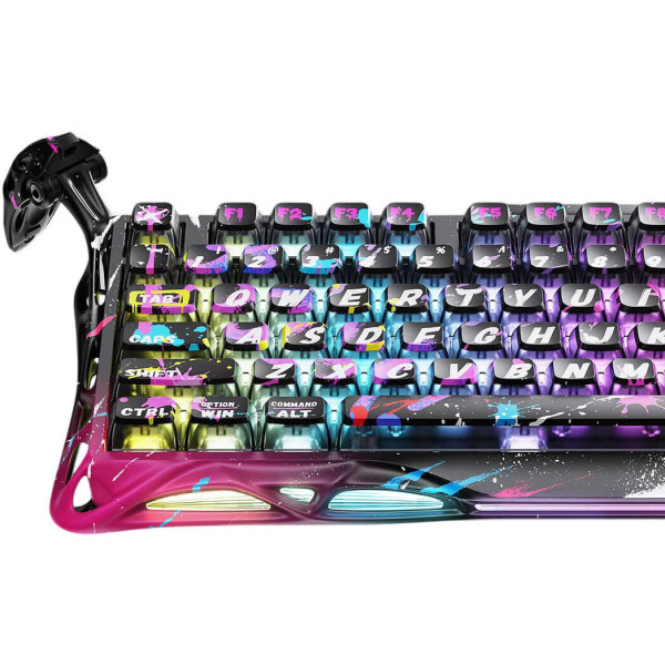 Фото - Клавиатура проводная игровая GravaStar Mercury V75 Pro 80keys, Magnetic Jade Gaming, 8K, USB-A, RGB, Neon Graffiti (GS_V75_PRO_CG_BLK)