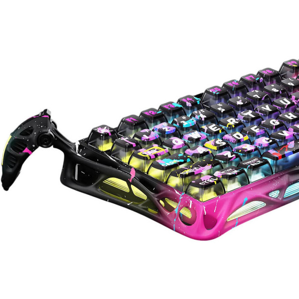 Фото - Клавиатура проводная игровая GravaStar Mercury V75 Pro 80keys, Magnetic Jade Gaming, 8K, USB-A, RGB, Neon Graffiti (GS_V75_PRO_CG_BLK)