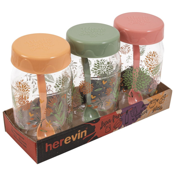 Фото - Емкость для специй и приправ Herevin Decorated Spice Jar Set MIX с ложкой 3х0.370 л в ассортименте (131507-457) Фото - Емкость для специй и приправ Herevin Decorated Spice Jar Set MIX с ложкой 3х0.370 л в ассортименте (131507-457)
