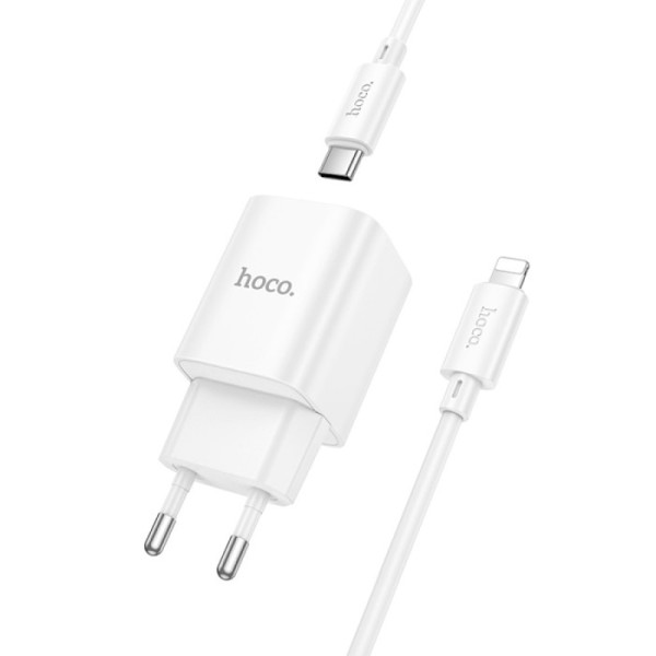 Фото - Сетевое зарядное устройство HOCO C148A PD30W charger set (C to iP) (EU) White (6942007630313)