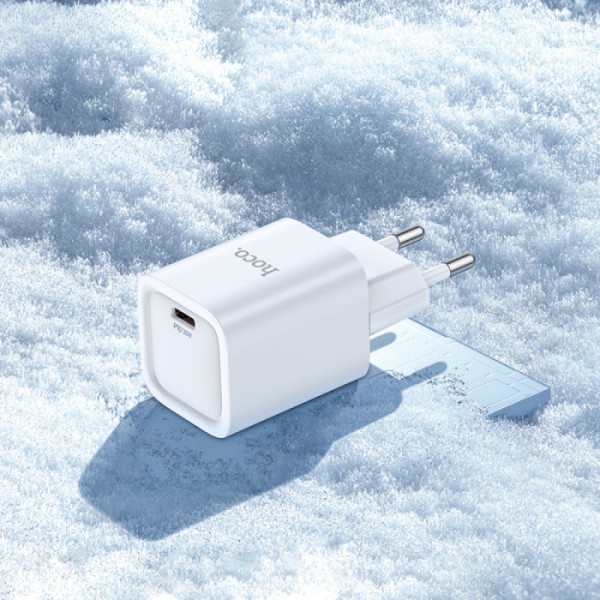 Фото - Сетевое зарядное устройство HOCO C148A PD30W charger set (C to iP) (EU) White (6942007630313)